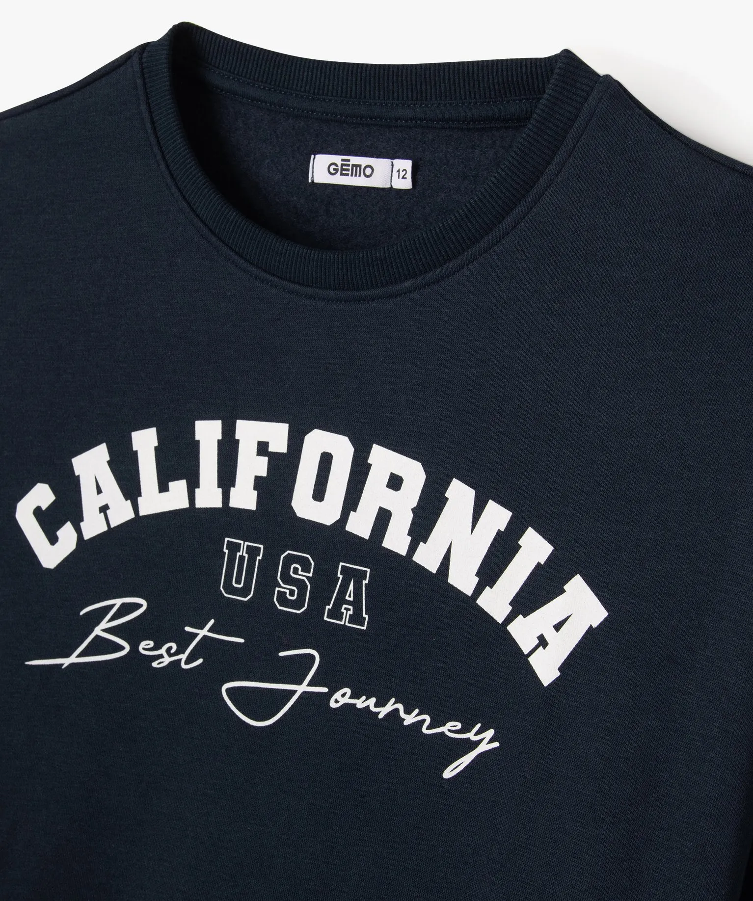 Sweat court avec inscriptions « Californie » fille bleu fonce